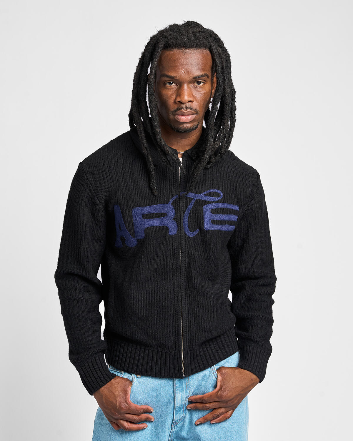 Arte Antwerp Stencil Zip Cardigan | AW26-021K-BLK | AFEW STORE
